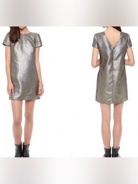 Madewell Metallic Shimmer Short Sleeve Sheath Dress Size 2